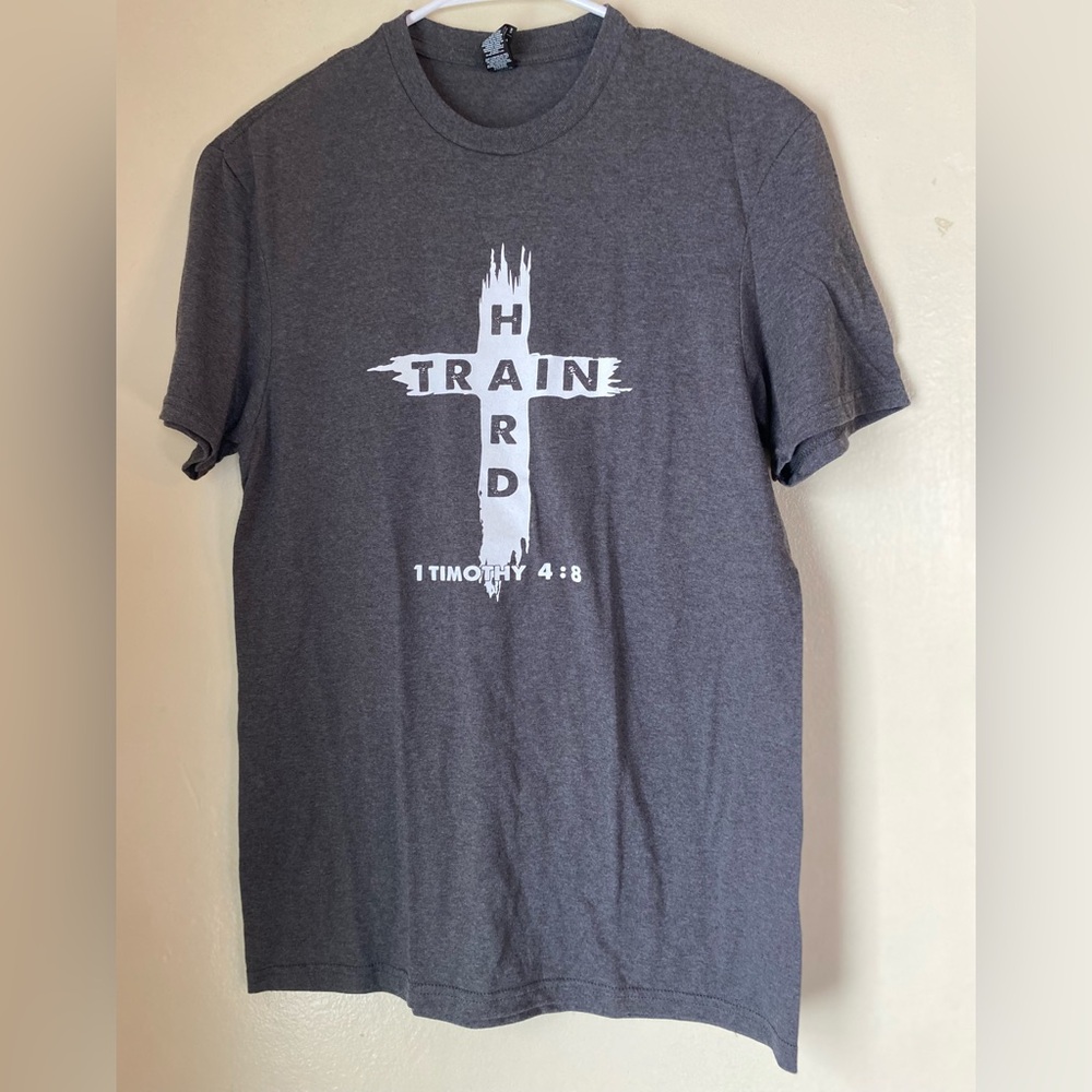 1 timothy 4:8 train hard bible verse cross jesus shirt s